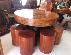 Bộ bàn ăn kiểu tròn, mặt liền mẫu 02