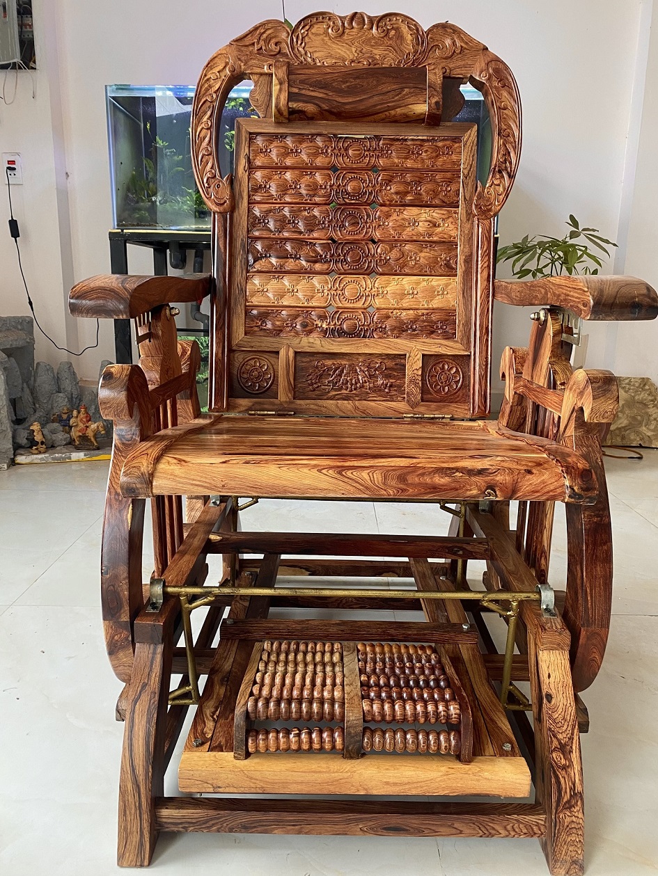 Ghế dựa Massage chân gỗ cẩm Mẫu 04