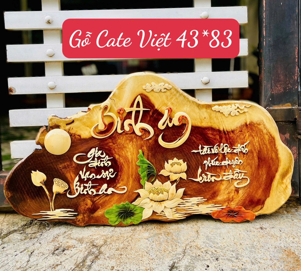 Tranh thư pháp gỗ chữ Bình an 01