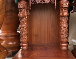Tủ thờ Thần Tài mái bằng gỗ gõ đỏ ,kt 81 x 89